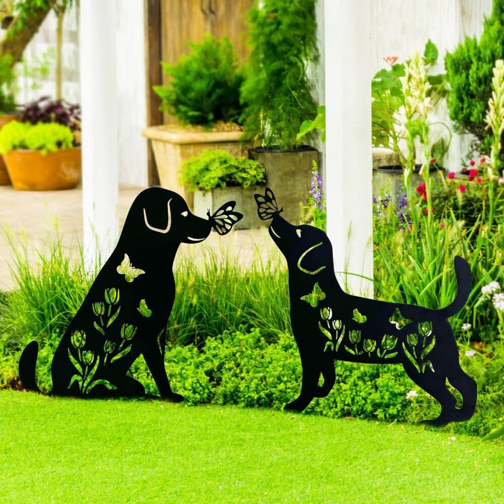 Dog Metal Decorative Garden Stakes Labrador Dog Gifts for Women/Men Animal Silho - Picture 5 of 8